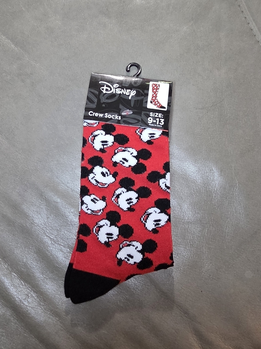 Disney 4/$25  Red, Black and White Mickey Mouse Face Crew Socks